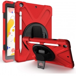 iPad 10.2 Inch 2019 Shockproof Cover With Strap Holder| Red