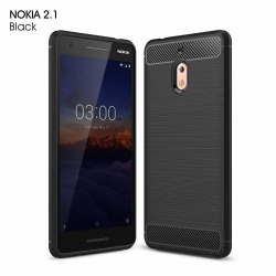 Nokia 2.1 Hybrid Carbon Fiber Rubber Case Black