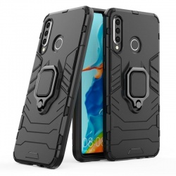 Oppo A53 Case - Black Heavy Duty Ring Armor