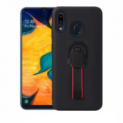 Samsung Galaxy A40 Shockproof Finger Loop Strap Cover Black