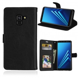 Samsung Galaxy A8(2018) PU Leather Wallet Case Black