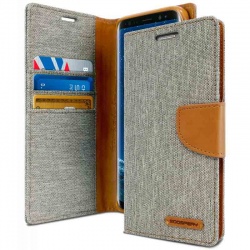 Samsung Galaxy J6 Plus 2018 Canvas Wallet Case Grey