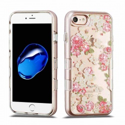 iPhone SE(2nd Gen) and iPhone 7/8 Case MYBAT Metallic Rose Gold/European Rose Diamante TUFF Panoview Hybrid Protector Cover