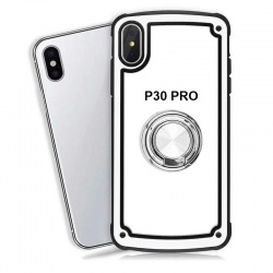 Huawei P30 Pro Clear Back Shockproof Cover With Ring Holder White