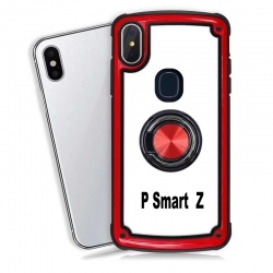 Huawei P Smart Z Clear Back Shockproof Cover With Ring Holder Red