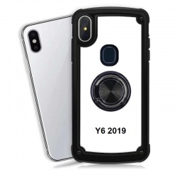 Huawei Y6 2019 Clear Back Shockproof Cover With Ring Holder Black