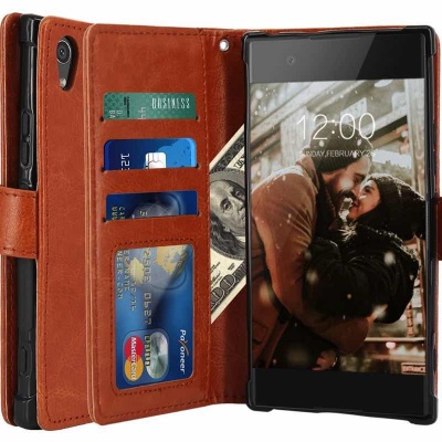Sony Xperia XA1 PU Leather Wallet Case Brown
