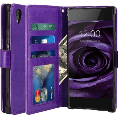 Sony Xperia XA1 PU Leather Wallet Case Purple